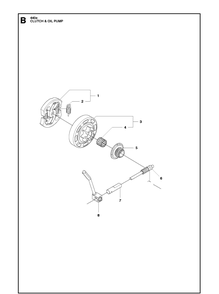 Clutch Oil Pump Diagram and Parts List for 440E 2011-05 Husqvarna Chainsaw