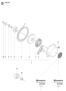 Starter Diagram and Parts List for 350BT 20170600001-Current Husqvarna Leaf Blower / Vacuum