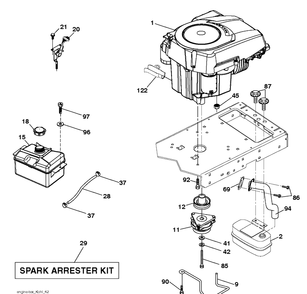 Engine Diagram and Parts List for LTH174 (96041024401)(2012-8) Husqvarna Lawn Tractor
