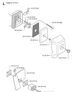 Air Filter Diagram and Parts List for 143R 20070100001-Current Husqvarna Brush Cutter
