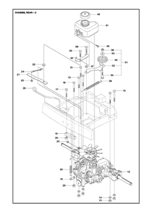 Chassis Rear 3 Diagram and Parts List for R214T AWD Husqvarna Lawn Mower