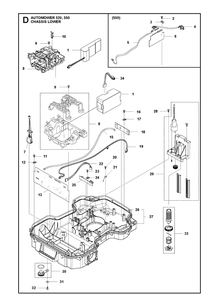 Chassis Lower Diagram and Parts List for 550 2019 Husqvarna Lawn Mower