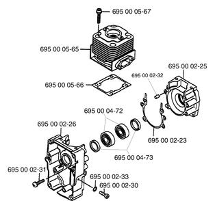Cylinder And Crankcase Diagram and Parts List for 145BT 1997-05 Husqvarna Leaf Blower / Vacuum