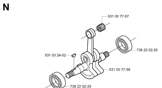 Crankshaft Diagram and Parts List for 143R 20054100001-20065299999 Husqvarna Brush Cutter