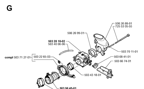 Carburetor Diagram and Parts List for 371K 1999-04 Husqvarna Lawn Tractor Accessories