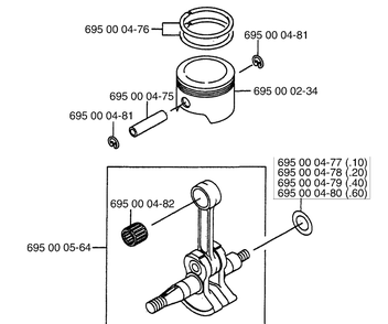 Part Location Diagram of 695000564 Husqvarna Crankshaft Assembly