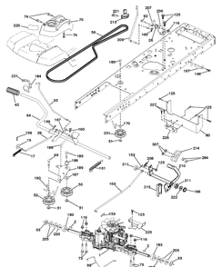 Drive Diagram and Parts List for YTH24V48LS (96043011601)(2011-01) Husqvarna Lawn Tractor