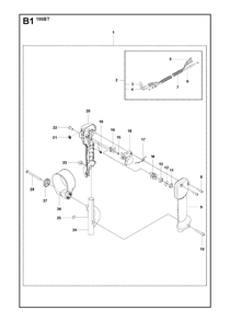 Handle And Controls Diagram and Parts List for 180BT 20084000001 & Above Husqvarna Leaf Blower / Vacuum