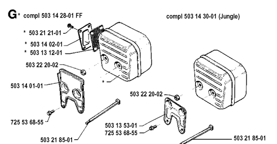 Muffler Diagram and Parts List for 3120 19900100001-19942300000 Husqvarna Chainsaw