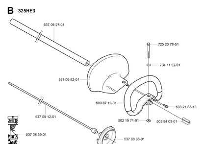 Shaft And Handle 2 Diagram and Parts List for 325HDA55 (X-SERIES)(20010100001-20011800000) Husqvarna Hedge Trimmer