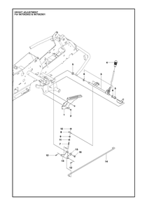 Height Adjustment Diagram and Parts List for R214T2016-2021  Husqvarna Lawn Tractor