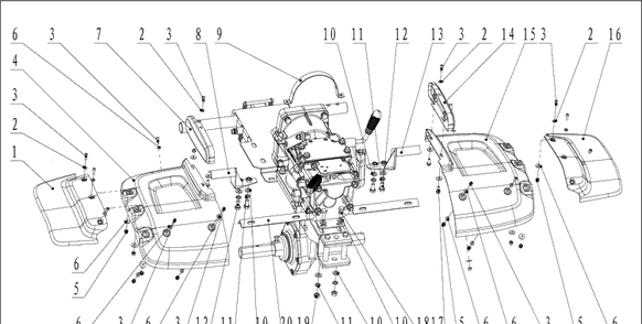 Tine Shield Diagram and Parts List for TF545D  Husqvarna Cultivator
