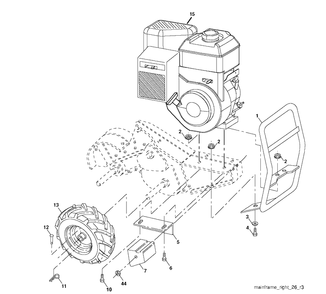 Mainframe, Right Side Diagram and Parts List for DRT900 (96093001101)(2010-10) Husqvarna Cultivator
