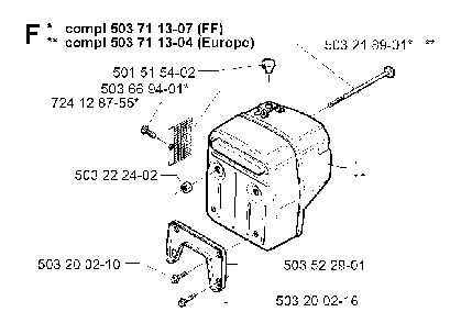 Muffler Diagram and Parts List for 394XPEPA 19980900001-Current Husqvarna Chainsaw