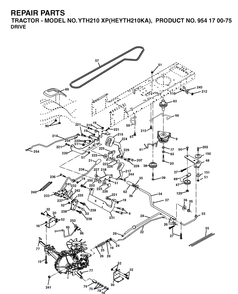Drive Diagram and Parts List for YTH210XP (HEYTH210KA)(2003-01) Husqvarna Lawn Tractor