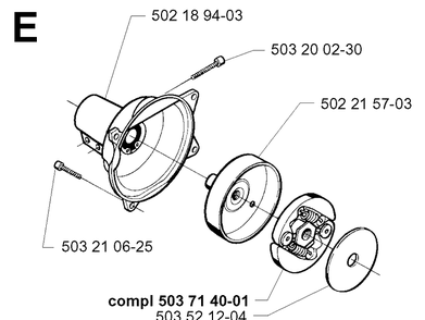 Clutch Diagram and Parts List for 225R 19962200001-19970500000 Husqvarna Brush Cutter
