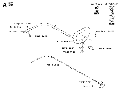 Shaft And Handle Diagram and Parts List for 325RXT 2002-01 Husqvarna Brush Cutter