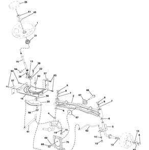 Steering Assembly Diagram and Parts List for YTH20K46 (917289543)(2010-02) Husqvarna Lawn Mower