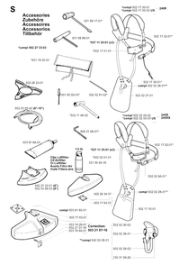 Accessories Diagram and Parts List for 240 20010100001 & Above Husqvarna Trimmer