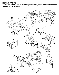 Chassis And Enclosures Diagram and Parts List for YTH1542XP (HAU15H42A, 954170055)(2003-01) Husqvarna Lawn Tractor