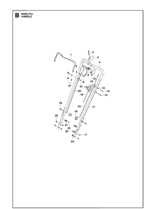 Handle Diagram and Parts List for M53S PRO Husqvarna Lawn Mower