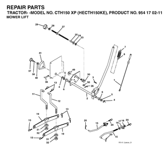 Mower Lift / Deck Lift Diagram and Parts List for CTH150XP (HECTH150KE)(2004-06) Husqvarna Lawn Tractor