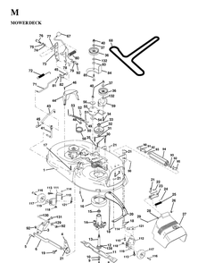 Mower Deck / Cutting Deck Diagram and Parts List for YTH130 1997-02 Husqvarna Lawn Tractor