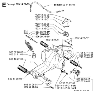 Fuel Tank Diagram and Parts List for 3120 20000600001-20013500000 Husqvarna Chainsaw
