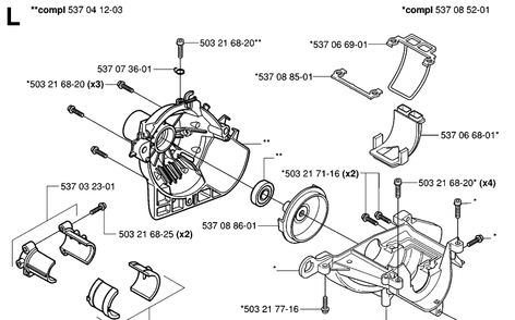 Crankcase And Clutchdrum Diagram and Parts List for 326HE4 (X-SERIES)(20033100001-20040100000)(2003) Husqvarna Hedge Trimmer