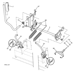 Mower Lift Lever Diagram and Parts List for TS248TD (96043032500)(2020-08) Husqvarna Lawn Tractor