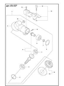 Bevel Gear Diagram and Parts List for 355RX  Husqvarna Brush Cutter