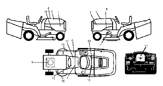 Decals Diagram and Parts List for CTH220TWIN (96061019003)(2008-11) Husqvarna Lawn Tractor