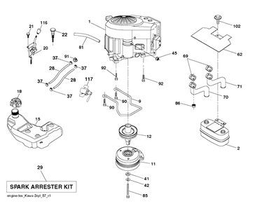 Engine Diagram and Parts List for YT42DXLS (96043026200)(2017-11) Husqvarna Lawn Tractor