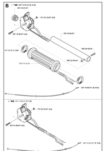 Throttle Controls Diagram and Parts List for 322R 20010500001-Current Husqvarna Brush Cutter