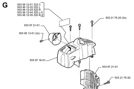 Cover Diagram and Parts List for 325RX 19991000001-20001900000 Husqvarna Brush Cutter