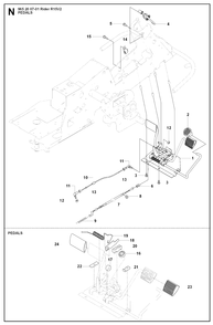 Pedals Diagram and Parts List for R15-V2 (965200701)(2008-01) Husqvarna Lawn Tractor