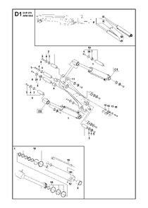 Arm One Diagram and Parts List for DXR270 (1 & Above)(2013-08) Husqvarna Demolition Hammer