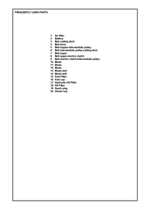 Frequently Used Parts Diagram and Parts List for RC320TSAWD2017-2022  Husqvarna Lawn Tractor