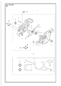 Crankcase Diagram and Parts List for K960CHAIN 2008-03 Husqvarna Circular Saw