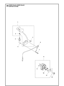 Ignition System Diagram and Parts List for 580BFS 580BTS Mark III Husqvarna Leaf Blower / Vacuum
