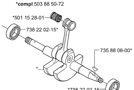 Crankshaft Diagram and Parts List for 265RX 2001-07 Husqvarna Brush Cutter