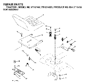 Seat Diagram and Parts List for YTH2148B (954571960)(2004-03) Husqvarna Lawn Tractor