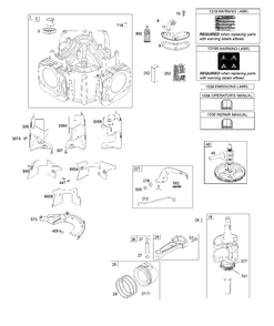 Cylinder, Crankshaft, Camshaft, Air Guides, Piston/Rings/Connecting Rod Diagram and Parts List for 445677-2188-G5  Husqvarna Engine