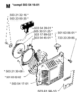 Starter Diagram and Parts List for 262XP 1993-12 Husqvarna Chainsaw