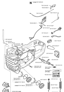 Fuel Tank And Handle Diagram and Parts List for 339XP 20034000001-20040100000 Husqvarna Chainsaw