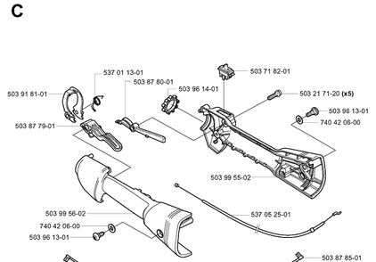 Throttle Controls Diagram and Parts List for 326EX 20010900001-20020500000 Husqvarna Edger
