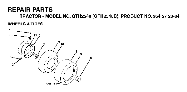 Wheels And Tires Diagram and Parts List for GTH2548B (954572004)(2004-02) Husqvarna Lawn Tractor