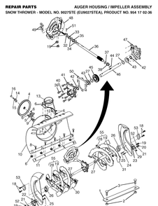 Auger Housing And Impeller Diagram and Parts List for 9027STE (EU9027STEA)(2004-09) Husqvarna Snow Blower