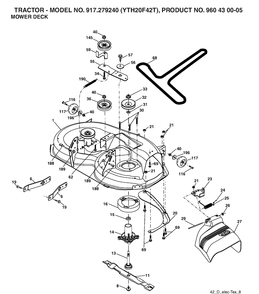 Mower Deck / Cutting Deck Diagram and Parts List for YTH20F42T (917279240)(2006-05) Husqvarna Lawn Tractor