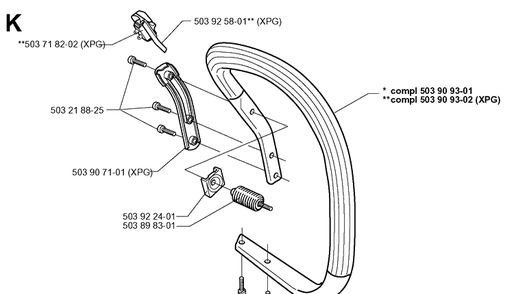 Handle Diagram and Parts List for 346XP 19991000001-20012200000 Husqvarna Chainsaw